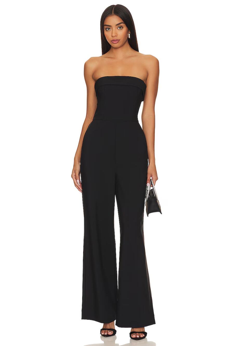 Women's Size S PISTOLA Black Valentina Polished Jumpsuit Strapless Trousers